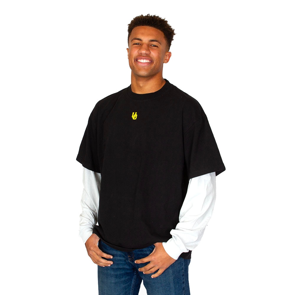 Autzen Stadium, Black, Long Sleeve, Cotton, Men, Football, Portland Gear, Layered, It Never Rains, T-Shirt, 1015303
